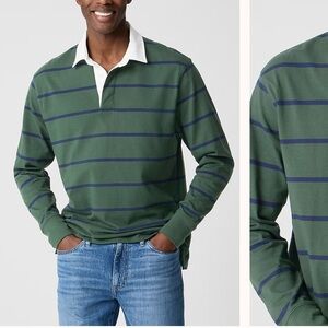 NWT J. Crew Green and Navy Striped Long Sleeve Rugby Shirt
